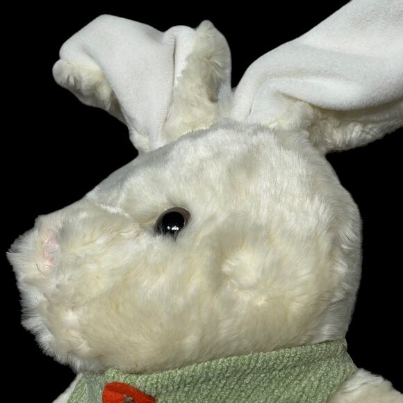 White Bunny Rabbit Plush Green Vest Bendable Ears 15”  Soft Stuffed Animal Toy - Picture 11 of 16